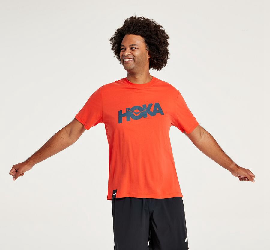 Hoka Australia One One Brand - Mens Tee Red - IAJSP-0523